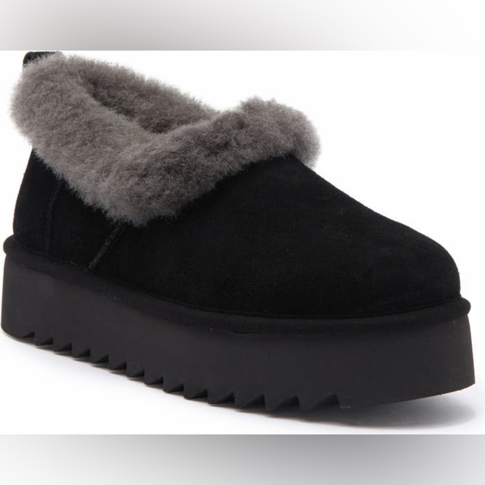 UGG Nita Genuine Shearling Women's Black Platform Shoes Size 6 New No Box